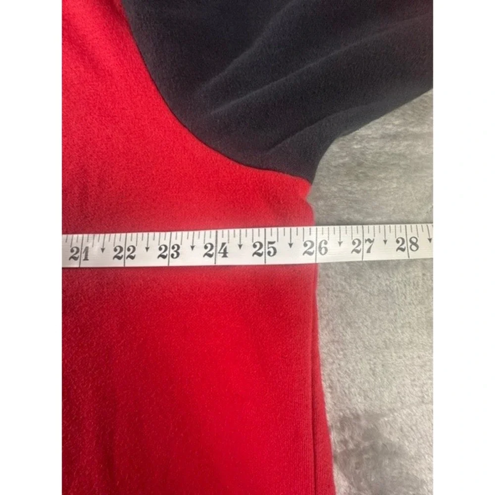 The North Face Hoodie Mens XL Red Black Colorblock Pullover Logo Sweatshirt